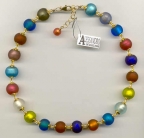 Satinato Mat Finish 14mm Round Arlecchino Venetian Bead Necklace